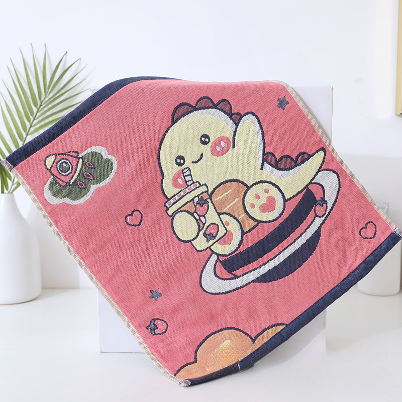 Tīras kokvilnas gāzes kvadrātveida dvielis, 32s diegs, žakarda audums, ūdens uzsūkšanās 0–5 s