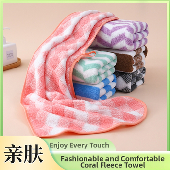 Warp-šūts korāla fleece dvielis sejai, sejai dvielis, 150D, 200 g+, šuvju apdare