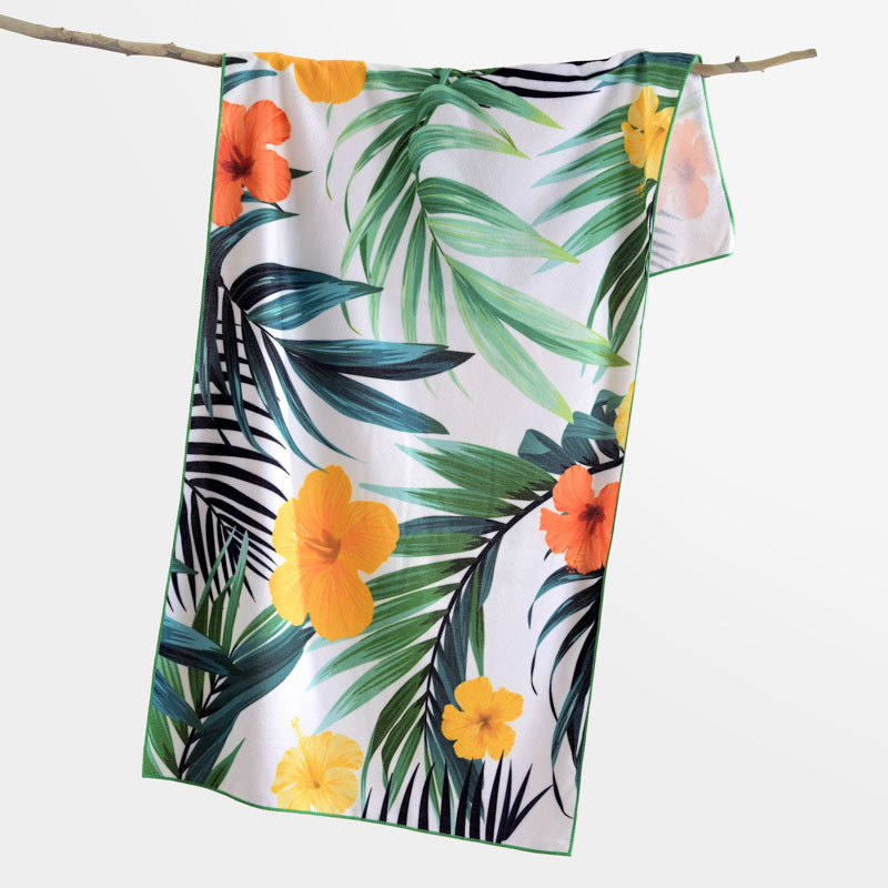 Mikrofibras dvielis vannai un pludmalei, ātra žāvēšana, augsta absorbcija, bez pūkām, 150D, 200–300 g, drukāts raksts