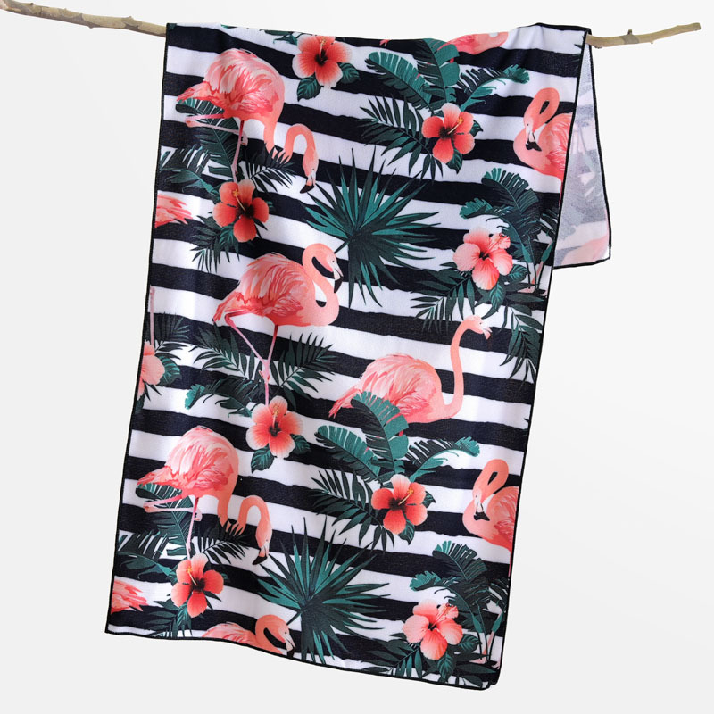 Mikrofibras dvielis vannai un pludmalei, ātra žāvēšana, augsta absorbcija, bez pūkām, 150D, 200–300 g, drukāts raksts