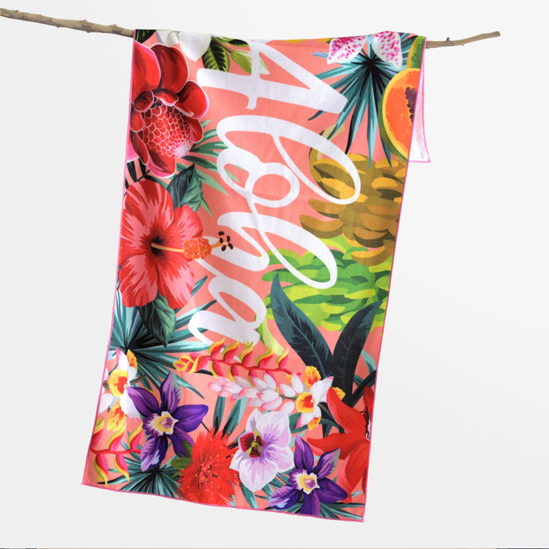 Mikrofibras dvielis vannai un pludmalei, ātra žāvēšana, augsta absorbcija, bez pūkām, 150D, 200–300 g, drukāts raksts