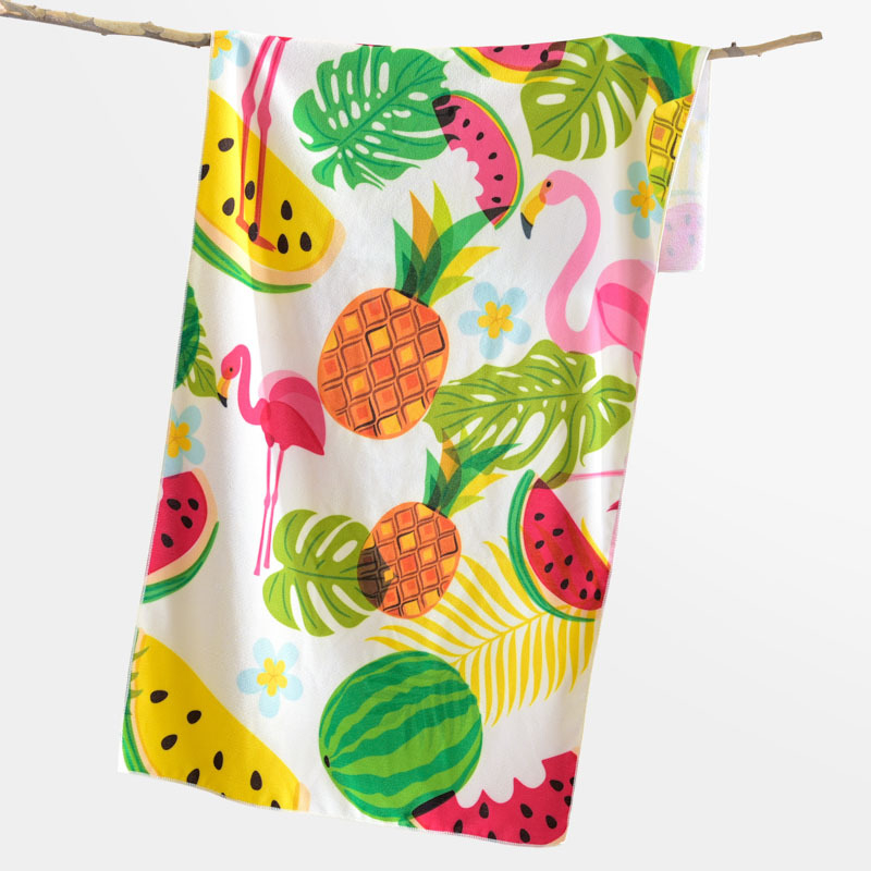 Mikrofibras dvielis vannai un pludmalei, ātra žāvēšana, augsta absorbcija, bez pūkām, 150D, 200–300 g, drukāts raksts