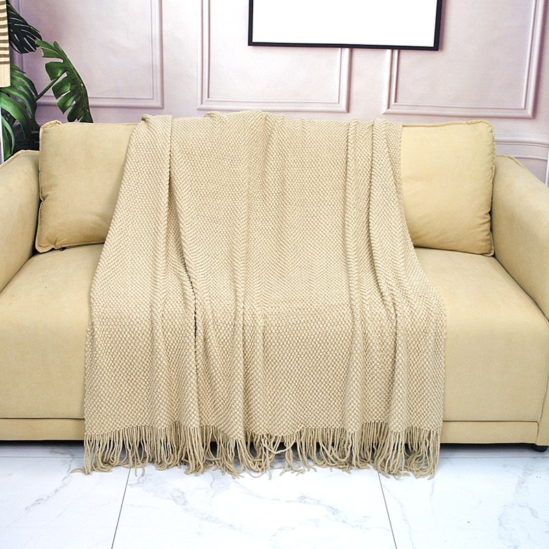 Akrila adīta sega, viendabīgs raksts, viegls luksusa stils, 500–799 g, pielāgojama