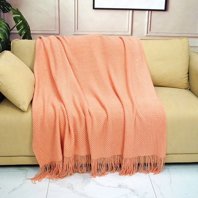 Akrila adīta sega, viendabīgs raksts, viegls luksusa stils, 500–799 g, pielāgojama