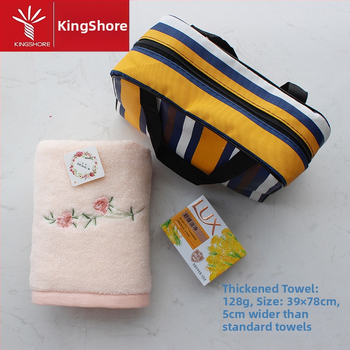 Dāvanas komplekts dvielis un ziepju maisiņš | 100D diegs | vienkāršs audums | sejas dvielis