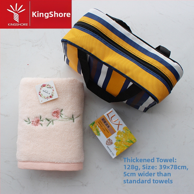 Dāvanas komplekts dvielis un ziepju maisiņš | 100D diegs | vienkāršs audums | sejas dvielis