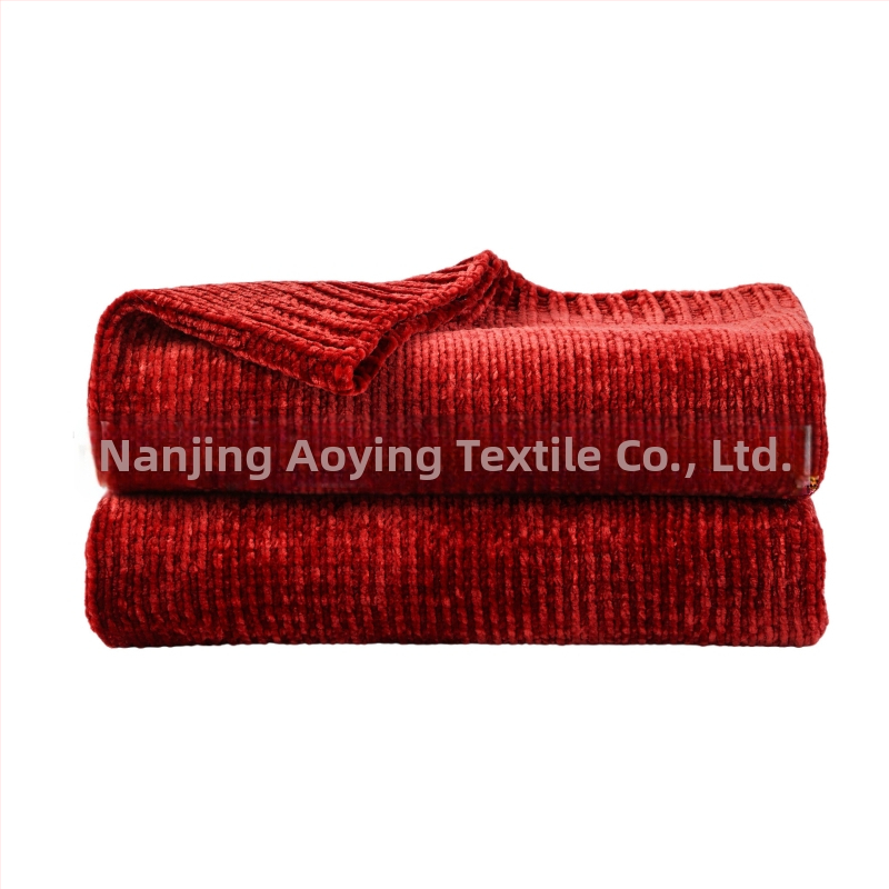 Chenille pleds dīvānam, poliesters, bieza adījums, vienkrāsains, 860–910 g, pielāgojams