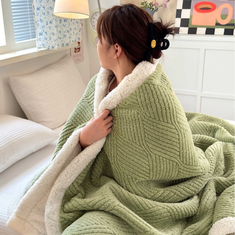 Poliestera korāla flīsa džakarda pleds, dubulti slānis, 300–500 g, visu gadalaiku lietošanai, pielāgojams