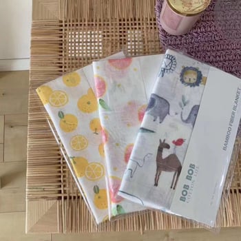 Bambuso pluošto muslin kūdikių antklodė vasarai, dviejų sluoksnių įvynojimas, šešių sluoksnių dengimas, 800–999 g, animacinis piešinys