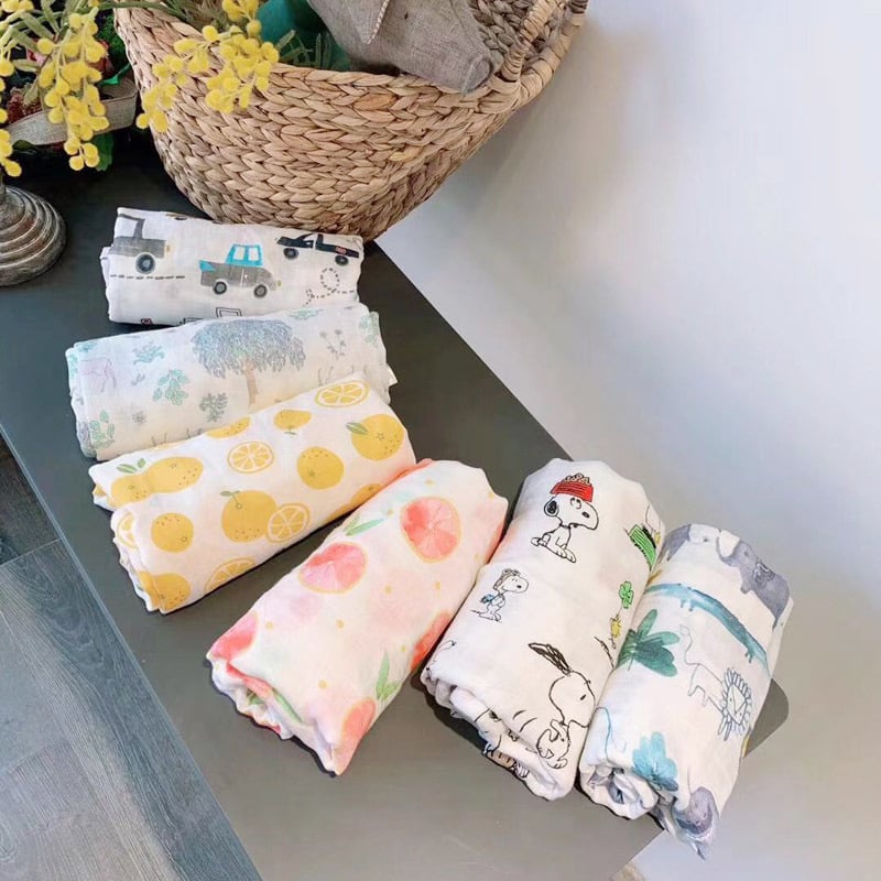 Bambuso pluošto muslin kūdikių antklodė vasarai, dviejų sluoksnių įvynojimas, šešių sluoksnių dengimas, 800–999 g, animacinis piešinys