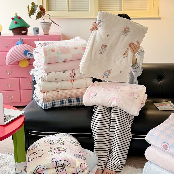 Piena velūra pleds – visu sezonu, karikatūras raksts, 800–1000 g, Zhenweige