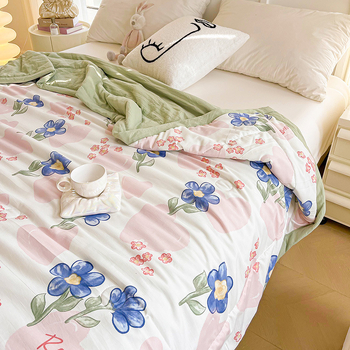 Jielia 7A vasaras kokvilnas sega mazgāšanai, audums no mazgātas kokvilnas, pildījums poliestera šķiedra, reaktīvā druka un krāsošana, stils: mazs svaigs