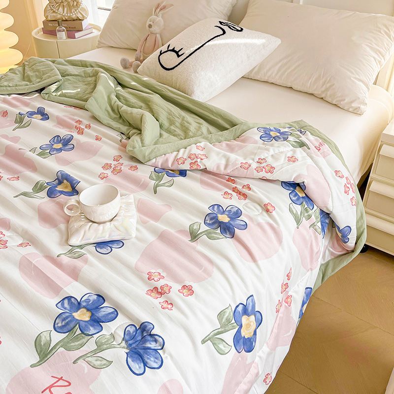 Jielia 7A vasaras kokvilnas sega mazgāšanai, audums no mazgātas kokvilnas, pildījums poliestera šķiedra, reaktīvā druka un krāsošana, stils: mazs svaigs