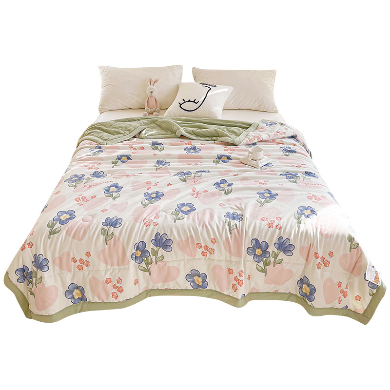 Jielia 7A vasaras kokvilnas sega mazgāšanai, audums no mazgātas kokvilnas, pildījums poliestera šķiedra, reaktīvā druka un krāsošana, stils: mazs svaigs