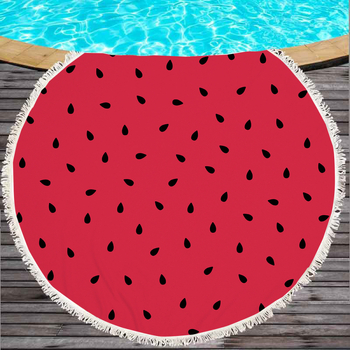 Arbuza raksta mikrošķiedras pludmales/dušas dvielis ar bārkstīm, 150D, virs 500 g, digitālā druka