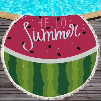 Arbuza raksta mikrošķiedras pludmales/dušas dvielis ar bārkstīm, 150D, virs 500 g, digitālā druka