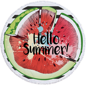 Arbuza raksta mikrošķiedras pludmales/dušas dvielis ar bārkstīm, 150D, virs 500 g, digitālā druka