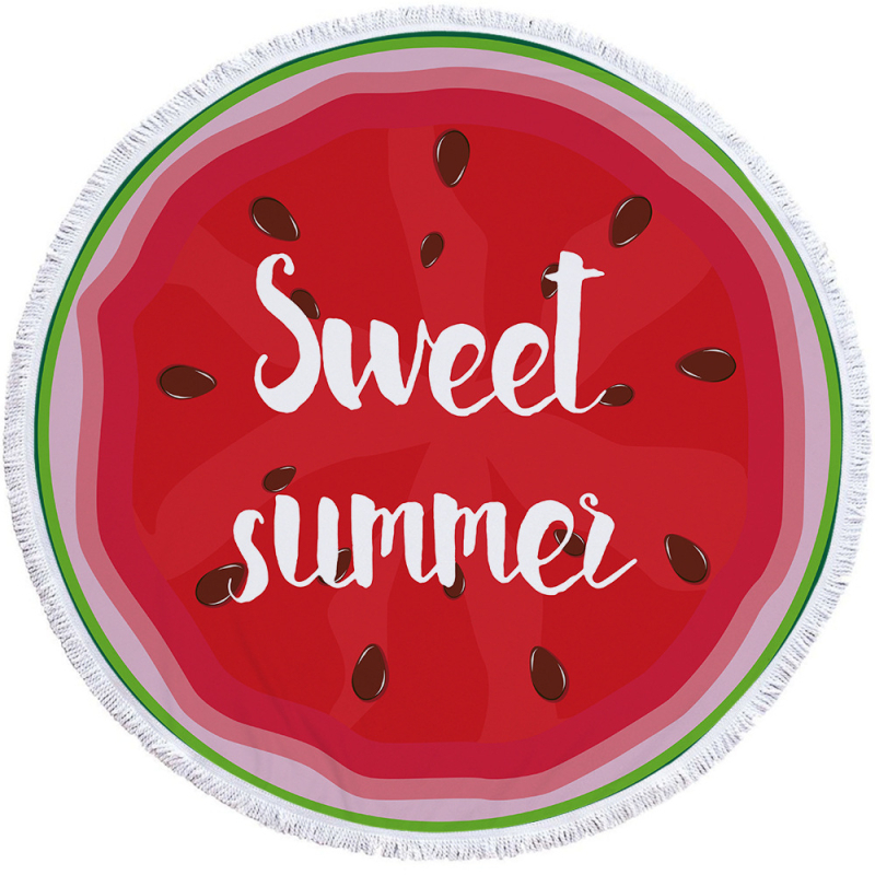 Arbuza raksta mikrošķiedras pludmales/dušas dvielis ar bārkstīm, 150D, virs 500 g, digitālā druka