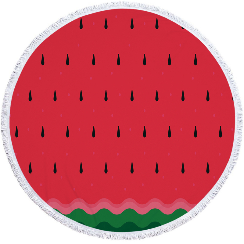 Arbuza raksta mikrošķiedras pludmales/dušas dvielis ar bārkstīm, 150D, virs 500 g, digitālā druka