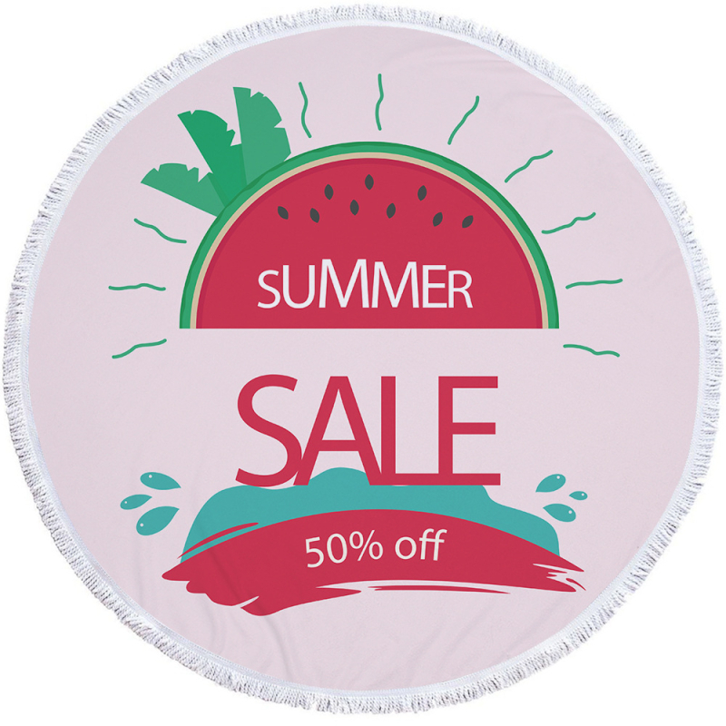 Arbuza raksta mikrošķiedras pludmales/dušas dvielis ar bārkstīm, 150D, virs 500 g, digitālā druka