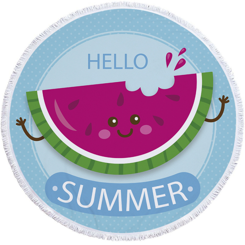 Arbuza raksta mikrošķiedras pludmales/dušas dvielis ar bārkstīm, 150D, virs 500 g, digitālā druka