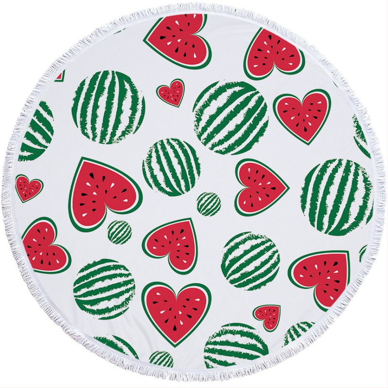 Arbuza raksta mikrošķiedras pludmales/dušas dvielis ar bārkstīm, 150D, virs 500 g, digitālā druka