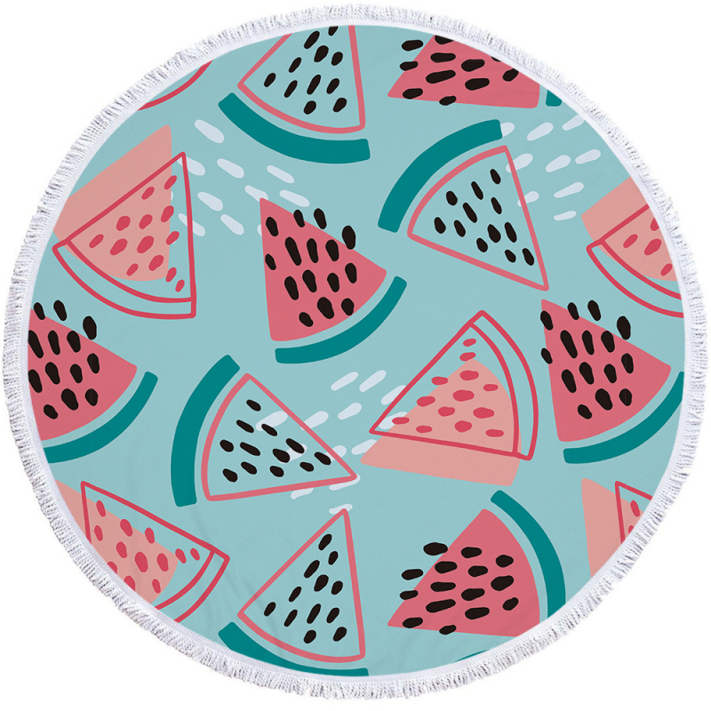 Arbuza raksta mikrošķiedras pludmales/dušas dvielis ar bārkstīm, 150D, virs 500 g, digitālā druka