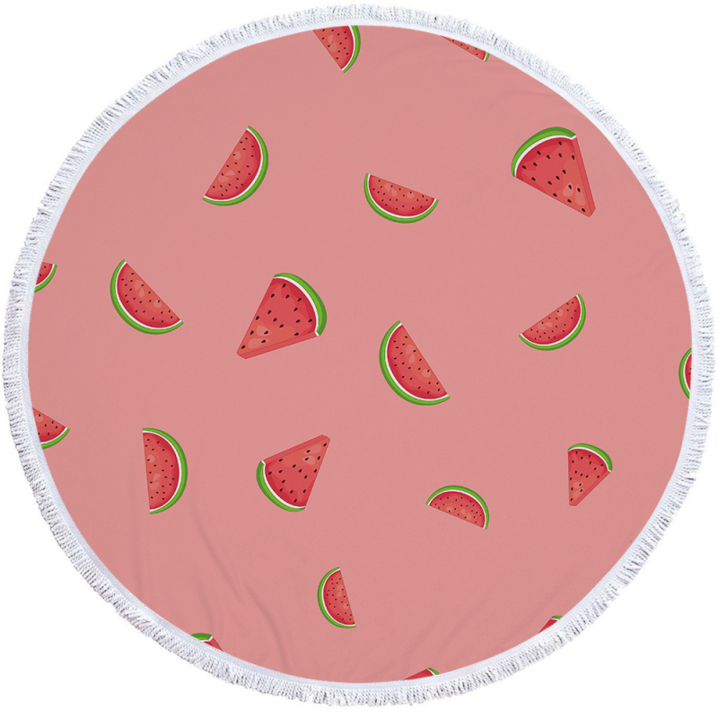 Arbuza raksta mikrošķiedras pludmales/dušas dvielis ar bārkstīm, 150D, virs 500 g, digitālā druka