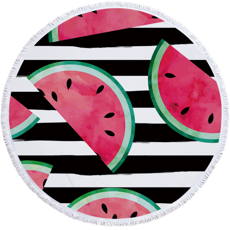 Arbuza raksta mikrošķiedras pludmales/dušas dvielis ar bārkstīm, 150D, virs 500 g, digitālā druka