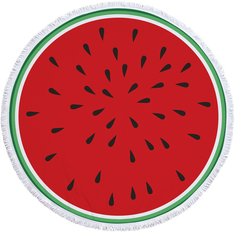 Arbuza raksta mikrošķiedras pludmales/dušas dvielis ar bārkstīm, 150D, virs 500 g, digitālā druka