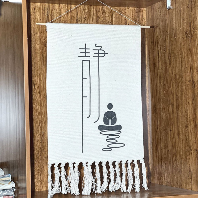 Prancūziško stiliaus aukštos kokybės pakabinama paveikslas iš medvilnės ir lino, abstraktus raštas, rėmas iš smėlio akmens, poliesterio pagrindas, tinkama svetainei