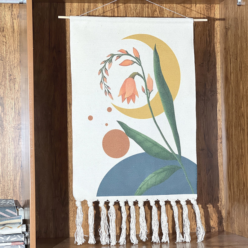 Prancūziško stiliaus aukštos kokybės pakabinama paveikslas iš medvilnės ir lino, abstraktus raštas, rėmas iš smėlio akmens, poliesterio pagrindas, tinkama svetainei