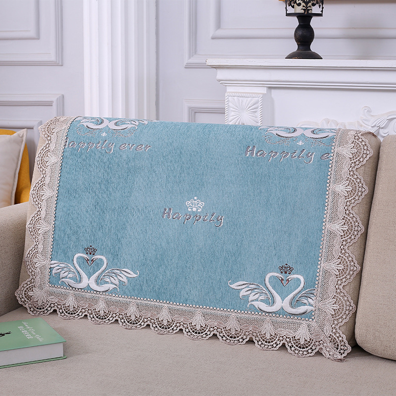 Husă pentru spătarul canapelei, prosop pătrat, antiderapant, universal pentru toate anotimpurile; material dantelă, model plante-flori, stil minimalist, tip pernă.