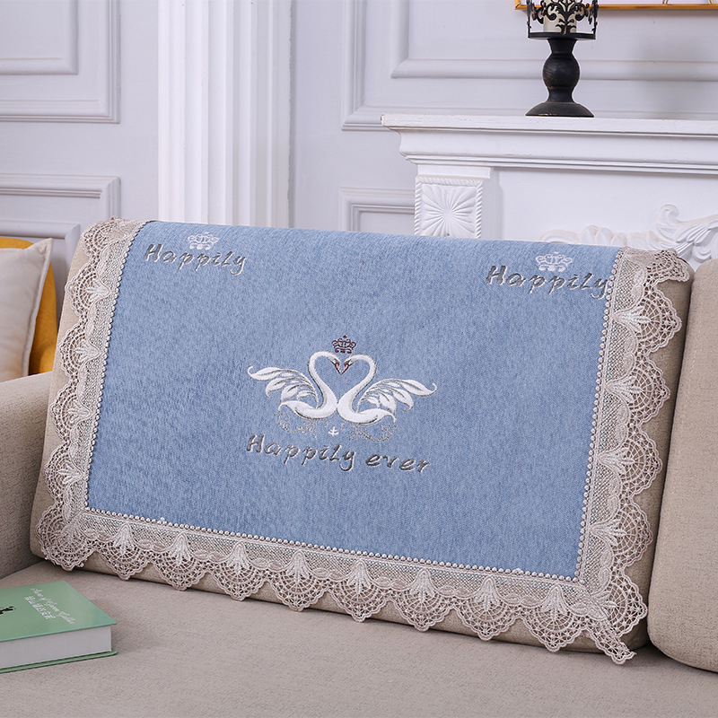 Husă pentru spătarul canapelei, prosop pătrat, antiderapant, universal pentru toate anotimpurile; material dantelă, model plante-flori, stil minimalist, tip pernă.