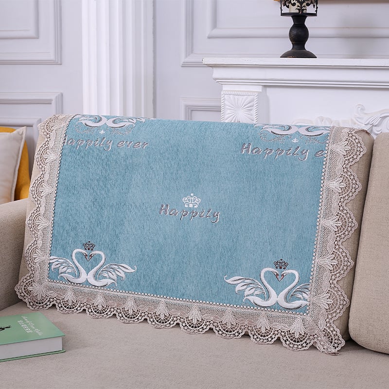 Husă pentru spătarul canapelei, prosop pătrat, antiderapant, universal pentru toate anotimpurile; material dantelă, model plante-flori, stil minimalist, tip pernă.