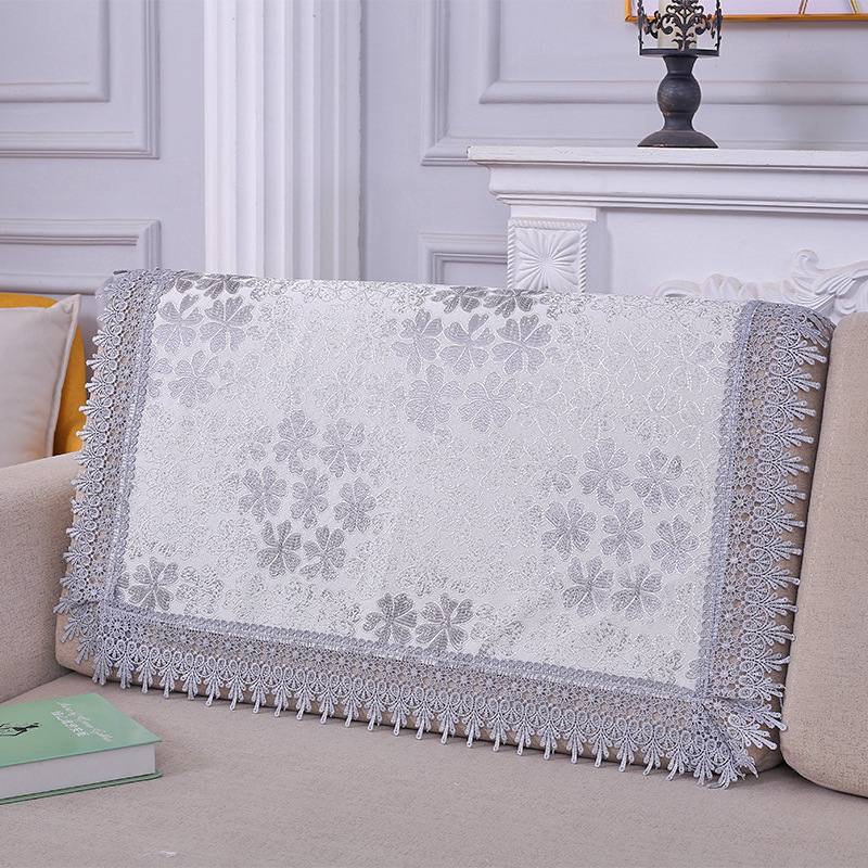 Husă pentru spătarul canapelei, prosop pătrat, antiderapant, universal pentru toate anotimpurile; material dantelă, model plante-flori, stil minimalist, tip pernă.