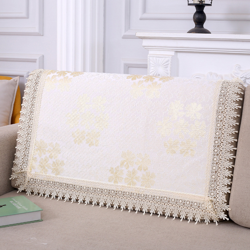 Husă pentru spătarul canapelei, prosop pătrat, antiderapant, universal pentru toate anotimpurile; material dantelă, model plante-flori, stil minimalist, tip pernă.