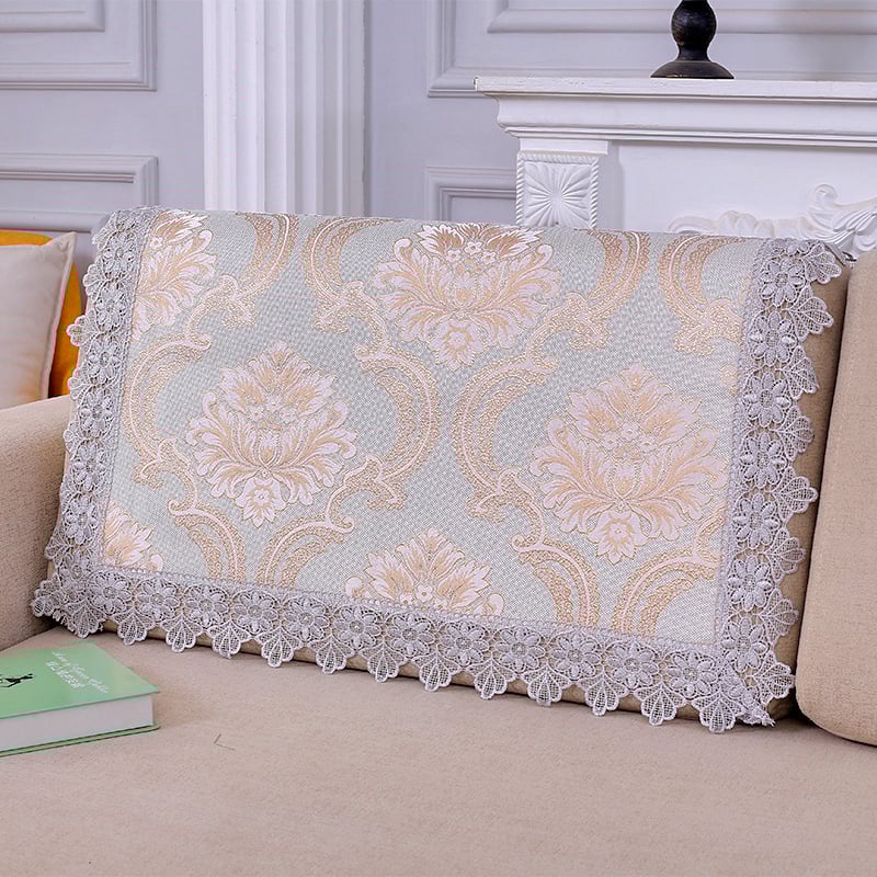 Husă pentru spătarul canapelei, prosop pătrat, antiderapant, universal pentru toate anotimpurile; material dantelă, model plante-flori, stil minimalist, tip pernă.