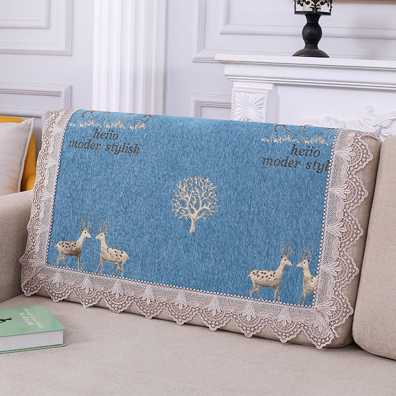 Husă pentru spătarul canapelei, prosop pătrat, antiderapant, universal pentru toate anotimpurile; material dantelă, model plante-flori, stil minimalist, tip pernă.