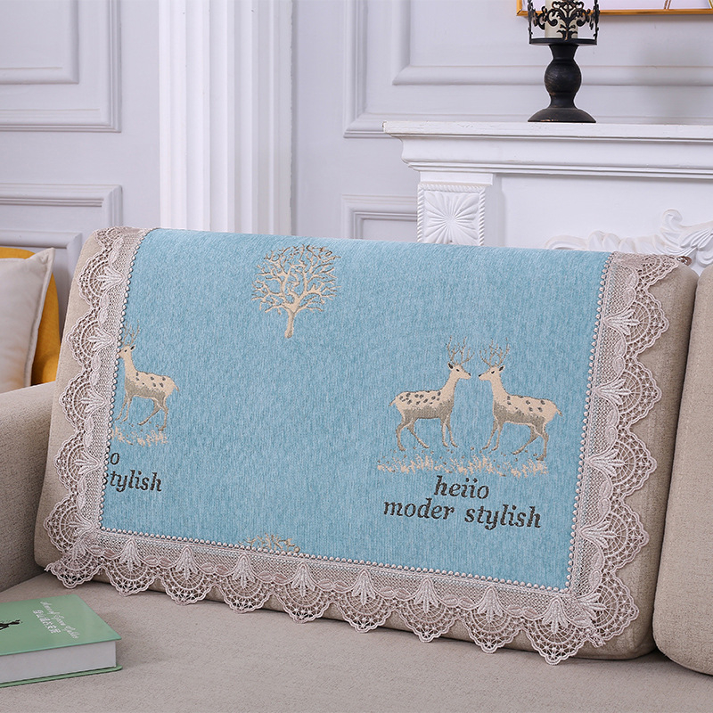 Husă pentru spătarul canapelei, prosop pătrat, antiderapant, universal pentru toate anotimpurile; material dantelă, model plante-flori, stil minimalist, tip pernă.