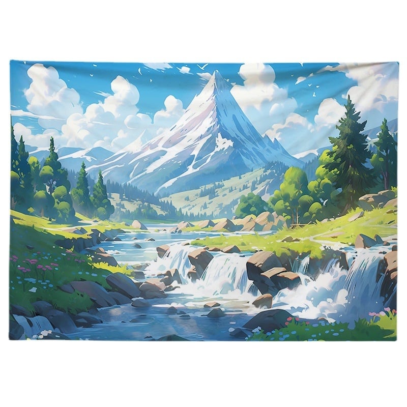 Gobelēns ar ainavas motīvu, kokvilna, vienkāršs un moderns stils, mašīnveidots austs, taisnstūra forma