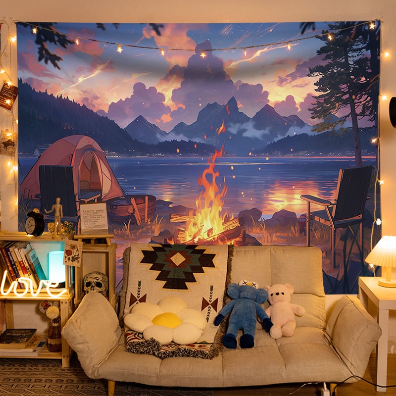 Gobelēns ar ainavas motīvu, kokvilna, vienkāršs un moderns stils, mašīnveidots austs, taisnstūra forma