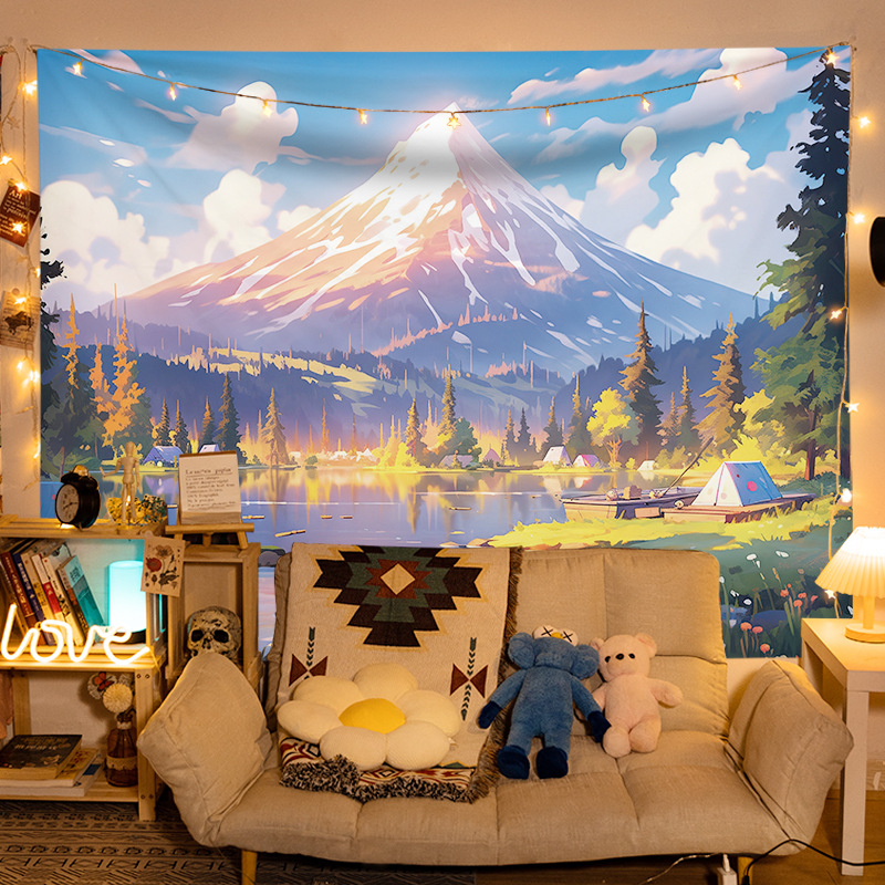 Gobelēns ar ainavas motīvu, kokvilna, vienkāršs un moderns stils, mašīnveidots austs, taisnstūra forma