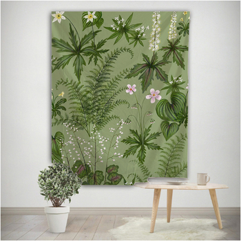 Meža tropisko augu gobelis sienu dekoriem — poliesteris, mašīnveidīgā aušana, taisnstūra forma, ainavas raksts, mazgāšana mašīnā