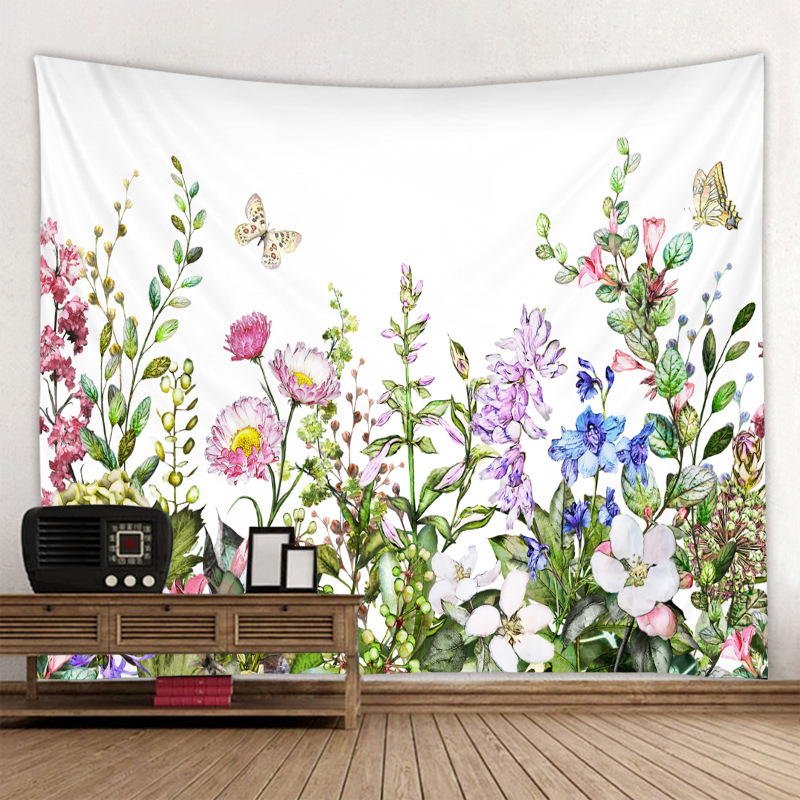 Meža tropisko augu gobelis sienu dekoriem — poliesteris, mašīnveidīgā aušana, taisnstūra forma, ainavas raksts, mazgāšana mašīnā