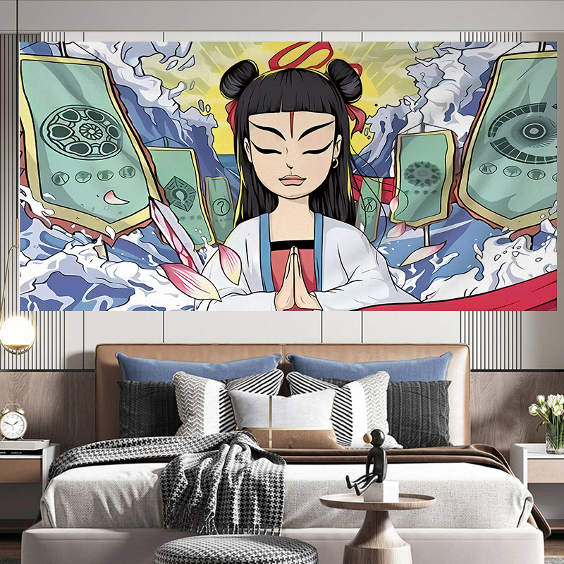 Tapiserija - poliesteres sienas dekors ar ainavu motīvu, taisnstūra forma, neadītā audums, Nacionālais vējš stils; 91–100% poliestera saturs; piemērota dzīvojamai istabai, guļamistabai, ārējiem telpām, restorāniem, vannas istabai, balkoniem, bērnu istabai