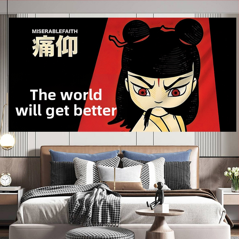 Tapiserija - poliesteres sienas dekors ar ainavu motīvu, taisnstūra forma, neadītā audums, Nacionālais vējš stils; 91–100% poliestera saturs; piemērota dzīvojamai istabai, guļamistabai, ārējiem telpām, restorāniem, vannas istabai, balkoniem, bērnu istabai