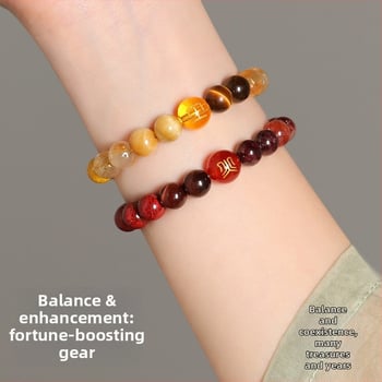 Penkių elementų apyrankė moterims, natūralus kristalas citrinas, rankų darbo, originalus dizainas