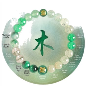 Penkių elementų apyrankė moterims, natūralus kristalas citrinas, rankų darbo, originalus dizainas