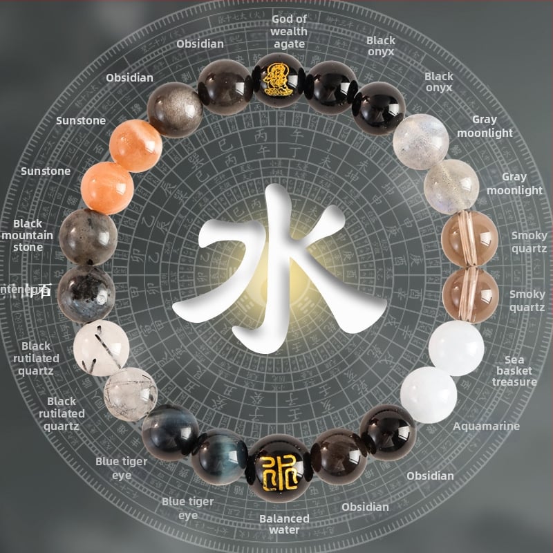 Penkių elementų apyrankė moterims, natūralus kristalas citrinas, rankų darbo, originalus dizainas